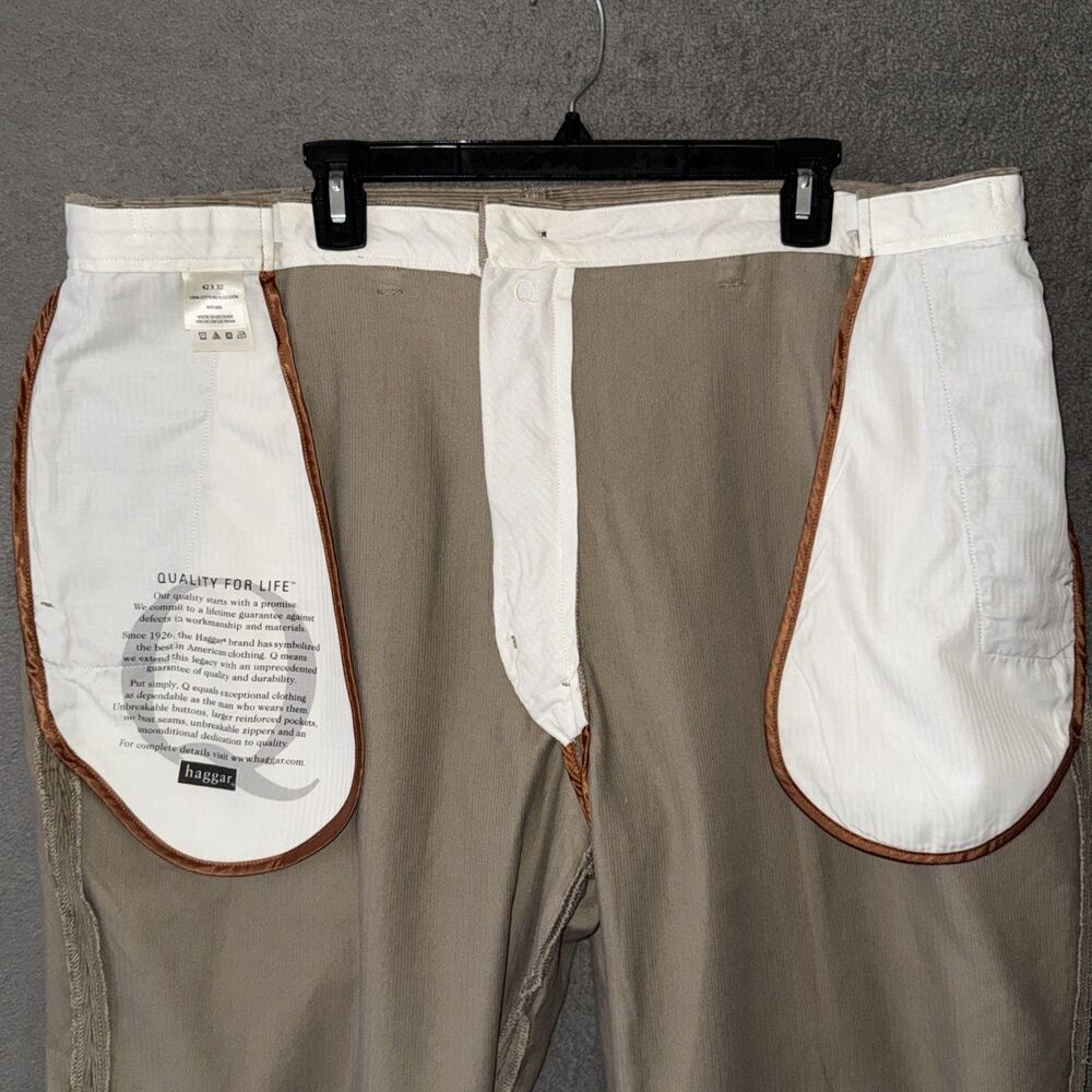Haggar Corduroy Pants Mens 40x31 (Tag 42) Tan Expandable Waist WPL 386 - Picture 9 of 12
